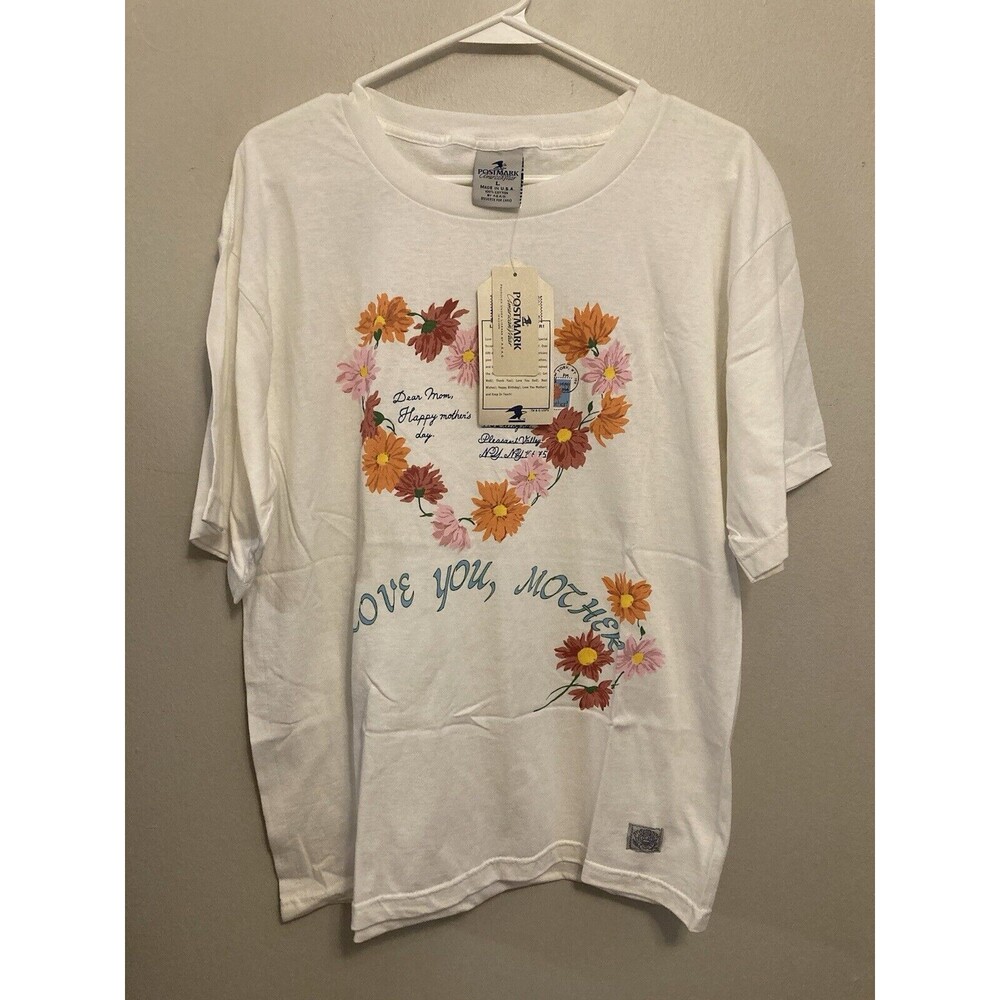 Postmark American Wear Women’s Top White Floral Heart 100% Cotton Size Large NWT